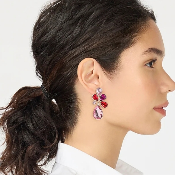 J. Crew Crystal Petal Statement Earrings - Picture 2 of 3
